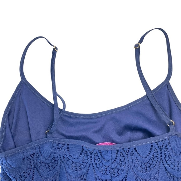 LILLY PULITZER Dellaria Mini Dress Teardrop Lace in Navy Blue Size M - Picture 9 of 9